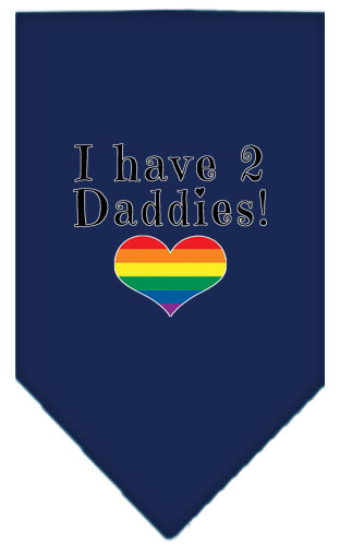 I Have 2 Daddies Screen Print Bandana Navy Blue Small